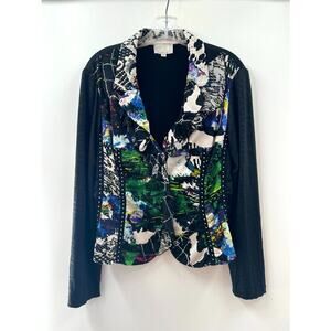 Alberto Makali Women’s Multicolor Silk Blend Abstract Slim Fit Jacket Size Large